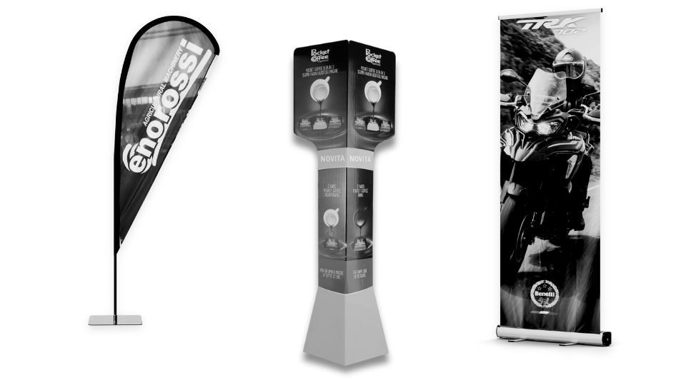 roll up bandiere e totem